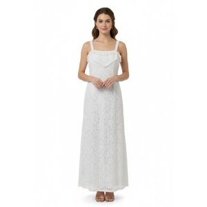 Vintage Jessica McClintock White Lace Maxi Dress Party Wedding Cottagecore 80's